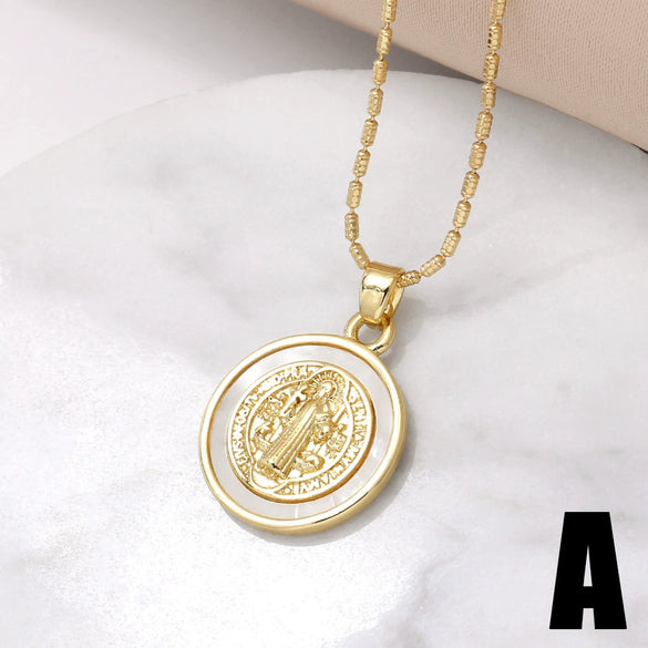 Pearl Necklace Women's Drop Oil Copper Electroplated Cross Clavicle Chain Simple Style Bamboo Chain