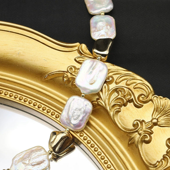 Pearl Necklace Women's Retro Geometric Style Beaded Clavicle Chain With Electroplating
