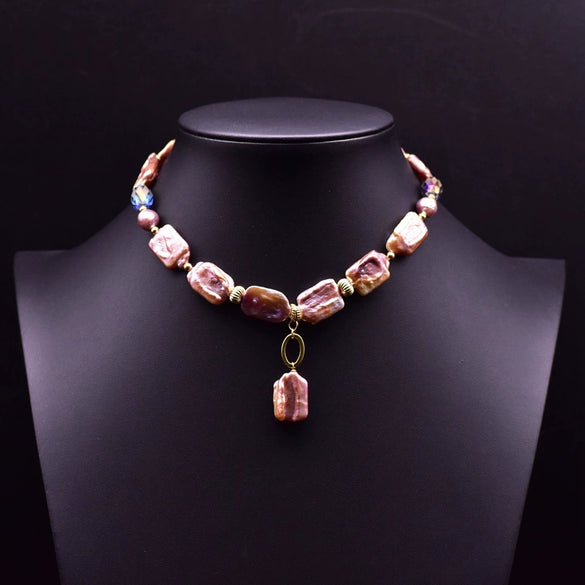 Pearl Necklace Women's Retro Geometric Style Beaded Clavicle Chain With Electroplating