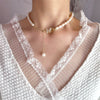 Pearl Necklace Zircon Butterfly Tshaped Buckle Tassel Handmade Natural Style