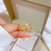 Pearl Open Star Ring Brass Material Gold Plated With Crown Design For Women