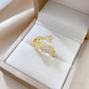 Pearl Open Star Ring Brass Material Gold Plated With Crown Design For Women