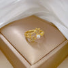 Pearl Open Star Ring Brass Material Gold Plated With Crown Design For Women