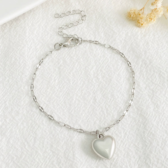 Pearl Pendant Bracelet Zinc Alloy Heart Shape Electroplated For Women