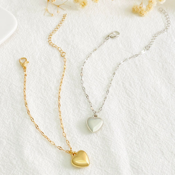 Pearl Pendant Bracelet Zinc Alloy Heart Shape Electroplated For Women