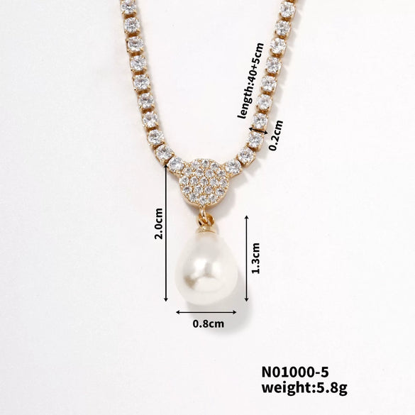 Pearl Pendant Jewelry Copper Geometric Electroplating For Women