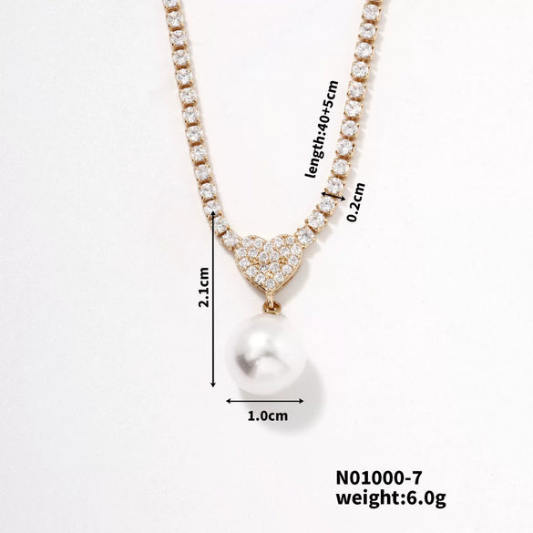 Pearl Pendant Jewelry Copper Geometric Electroplating For Women