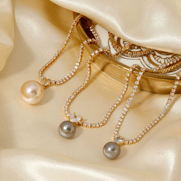 Pearl Pendant Jewelry Copper Geometric Electroplating For Women