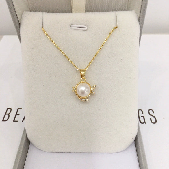 Pearl Pendant Jewelry Natural Freshwater Pearl Flat Round And Steamed Bread Round Shape Copper Accessories