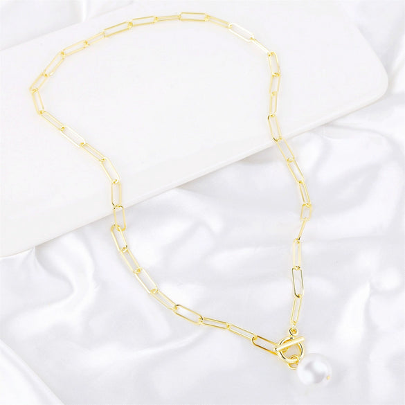 Pearl Pendant Necklace Alloy Material Plant Flowers Style Electroplating For Women