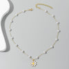 Pearl Pendant Necklace Alloy Material Plant Flowers Style Electroplating For Women