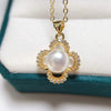 Pearl Pendant Necklace Four Leaf Clover Micro Inlaid Zircon Copper Plated Gold Jewelry