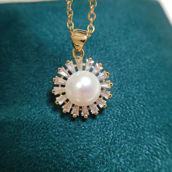 Pearl Pendant Necklace Freshwater Pearl Copper Microinlaid Zircon Jewelry