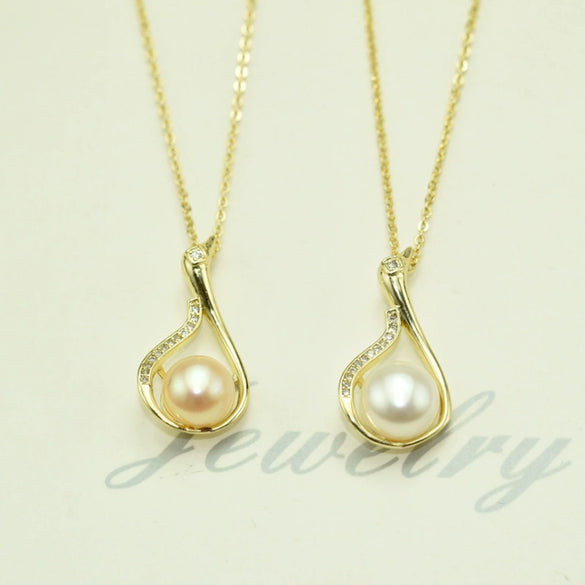 Pearl Pendant Necklace Freshwater Pearl Flat Round Steamed Bread Round Copper Natural Light Luxury Style Colorpreserving