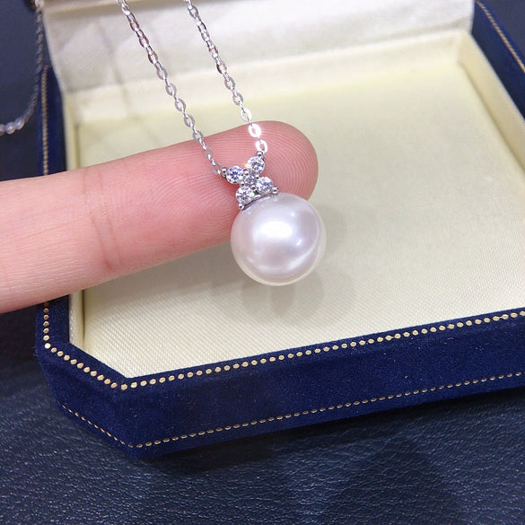 Pearl Pendant Necklace Freshwater Pearl Round S925 Sterling Silver Fashion Minimalist