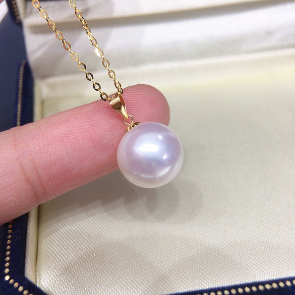 Pearl Pendant Necklace Freshwater Pearl Round S925 Sterling Silver Fashion Minimalist