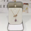 Pearl Pendant Necklace Jewelry Demon Purple Edison Freshwater Pearl Copper Accessory Perfect Circle Shape 18K Goldfilled Bow