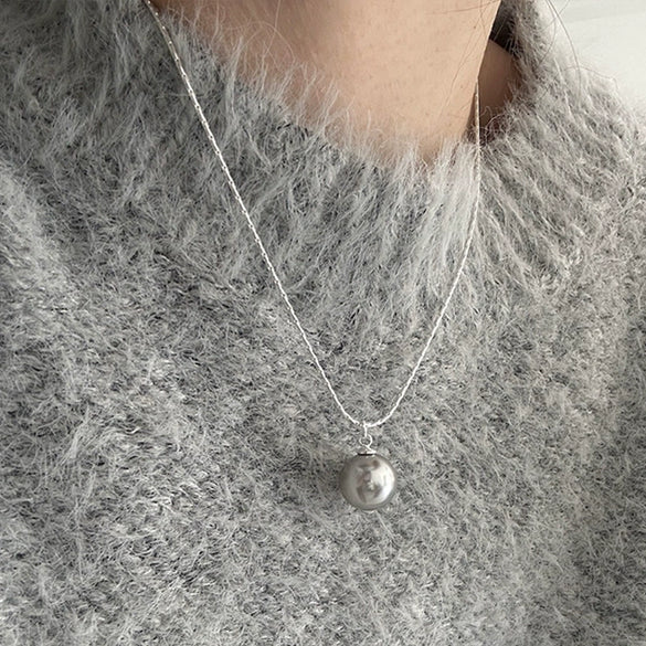 Pearl Pendant Necklace Metal Geometric Electroplating Women's Cold Retro Simple Allmatch Style