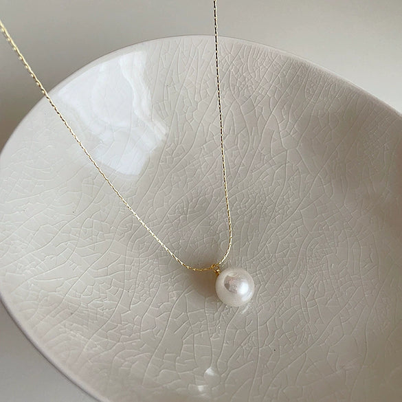 Pearl Pendant Necklace Metal Geometric Electroplating Women's Cold Retro Simple Allmatch Style