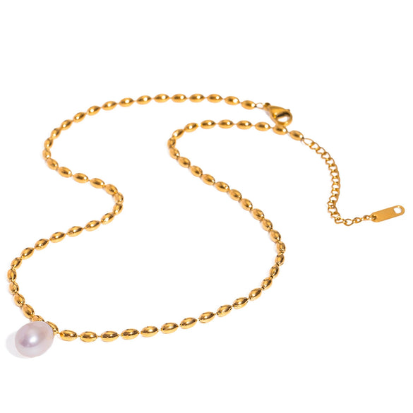 Pearl Pendant Necklace Stainless Steel Drop Shape Electroplated Light Luxury Niche Women's Jewelry
