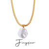 Pearl Pendant Necklace Stainless Steel Organic Glass Vintage Electroplating Jewelry Unisex