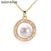 Pearl Pendant Necklace With Square Zircon Inlay Copper Accessories Freshwater Pearl