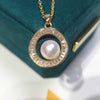 Pearl Pendant Necklace With Square Zircon Inlay Copper Accessories Freshwater Pearl