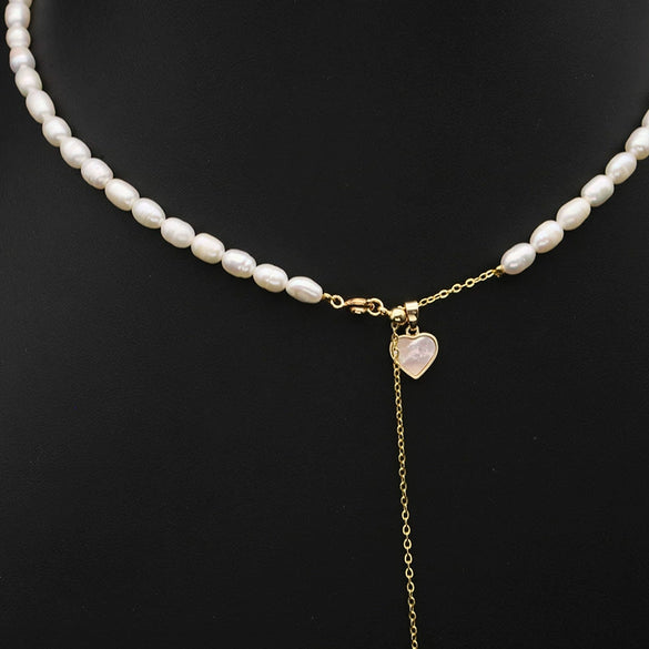 Pearl Pendant Necklace Women's Geometric Style Electroplated Clavicle Chain
