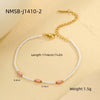 Pearl Pink Dopamine Beaded Necklace Bracelet Set Stainless Steel 18K Electroplating Geometric Style