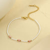 Pearl Pink Dopamine Beaded Necklace Bracelet Set Stainless Steel 18K Electroplating Geometric Style