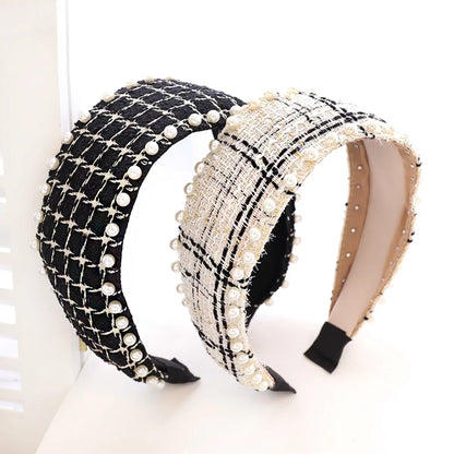 Pearl Plaid Fabric Headband