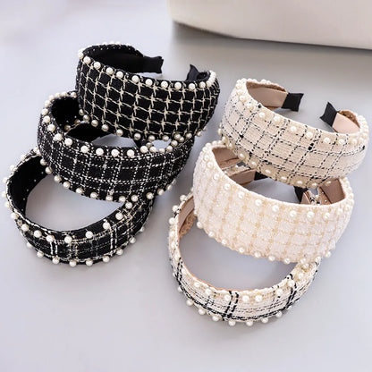 Pearl Plaid Fabric Headband