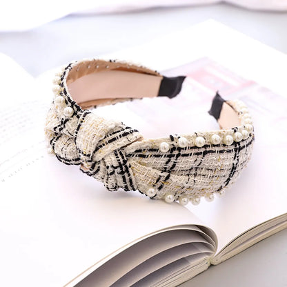 Pearl Plaid Fabric Headband