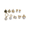 Pearl Rhinestone Metal Electroplated Pendant Crown Bow Earrings Necklace Accessories Handmade