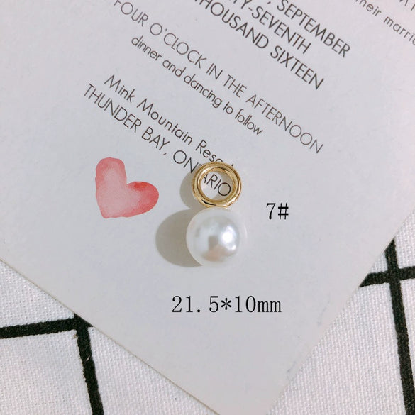 Pearl Rhinestone Metal Electroplated Pendant Crown Bow Earrings Necklace Accessories Handmade