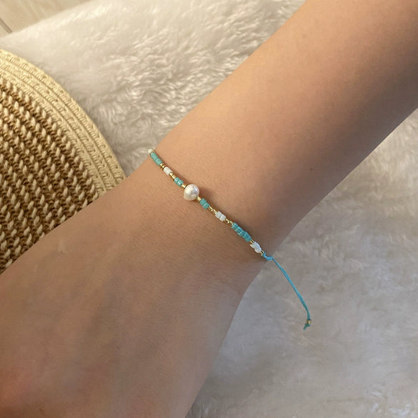 Pearl Rice Bead Handmade Woven Bohemian Bracelet For Women