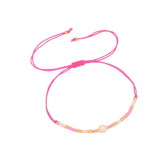 Pearl Rice Bead Handmade Woven Bohemian Bracelet For Women