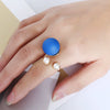 Pearl Ring Round Ball Shape Simple Geometric Style Women's Hand Jewelry