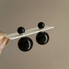 Pearl Round Geometric Alloy Earrings For Women With Gold Electroplated Silver Needle Light Luxury Retro Elegant All Match Design