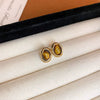 Pearl Round Geometric Alloy Earrings For Women With Gold Electroplated Silver Needle Light Luxury Retro Elegant All Match Design