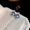 Pearl Round Geometric Alloy Earrings For Women With Gold Electroplated Silver Needle Light Luxury Retro Elegant All Match Design