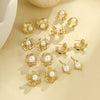 Pearl Series Earrings Stainless Steel 18K Gold Plated Geometric Wave Flower Fashion Design