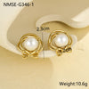 Pearl Series Earrings Stainless Steel 18K Gold Plated Geometric Wave Flower Fashion Design