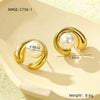Pearl Series Earrings Stainless Steel 18K Gold Plated Geometric Wave Flower Fashion Design