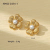 Pearl Series Earrings Stainless Steel 18K Gold Plated Geometric Wave Flower Fashion Design