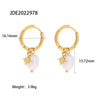 Pearl Stainless Steel Geometric Pendant Hoop Earrings For Women