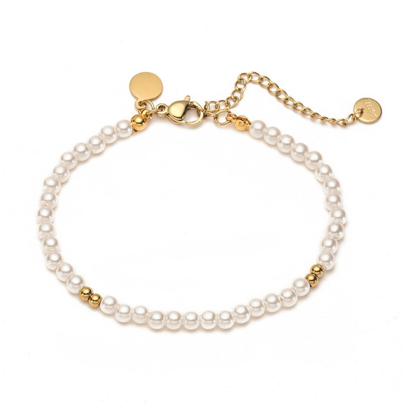 Pearl Stainless Steel Women's Geometric Style Electroplated Bracelet