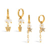 Pearl Stainless Steel Zircon Butterfly Geometric Earrings Electroplated For Women