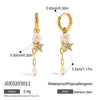 Pearl Stainless Steel Zircon Butterfly Geometric Earrings Electroplated For Women