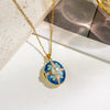 Pearl Star Oval Photo Box Necklace Copper Titanium Steel Real Gold Plated Sweet Style Women's Accessories